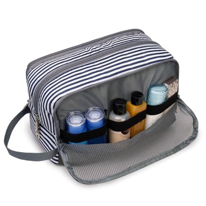 Toiletry Bag for Men Hanging Dopp Kit Water Resistant Shaving Bag Small Toiletry Bag for Traveling (Blue Stripe) - color: Blue Stripe