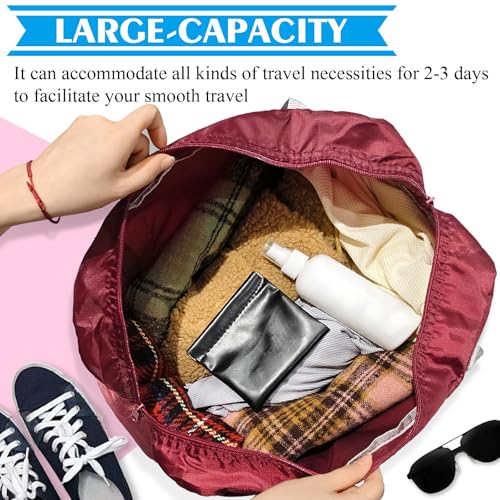 Travel Bag 36 Packes Carry on Luggage Foldable Duffel Bag Sports Gym Bag Weekender Overnight Bag Water Resistant Nylon Travel Duffel for Men Women - color: Red 36