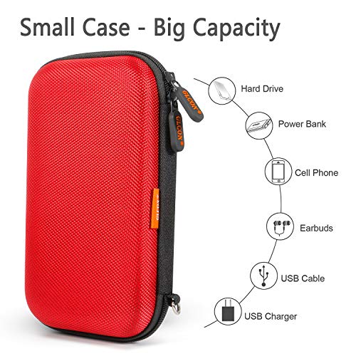 External Hard Drive Case - GLCON Shockproof EVA Carrying Case for WD My Passport Element Seagate Expansion Backup Toshiba 1TB 2TB 4TB - High Protection Portable Travel Electronic Power Bank Bag (Red) - color: Red