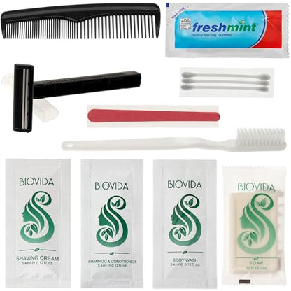 Moda West 24 Hygiene Kits - Bulk Case of Wholesale Basic Toiletry Kits for Men, Women, Travel, Charity 12 Pc Kit