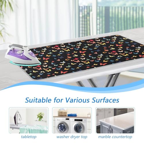Colorful Butterfly Ironing Mat for Table top Portable Ironing Pad Blanket for Washer Dryer Countertop Travel - color: Colorful Butterfly