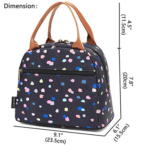 FlowFly Insulated Lunch Cooler Bag - Tote Organizer for Women/Men, Black Flower - color: Black Flower