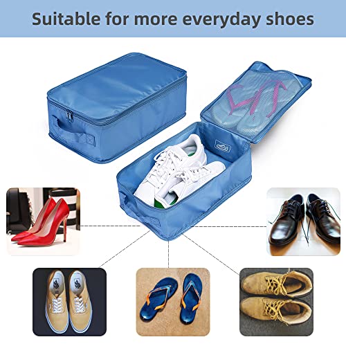 Travel Shoe Bags, Foldable Waterproof Shoe Pouches Organizer-Double Layer (8 Seablue Shoe Bags) - color: Sea Blue, size: 8 Packs