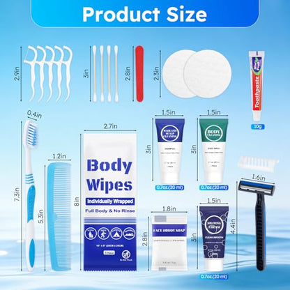 Travel Hygiene Kit Personal Toiletries Bulk, Disposable Homeless Care Package Supplies, Men Toiletry Set Cleaning Essentials Individually Wrapped for Camping, Travel, Relief, Charity (11-in-1, 5)