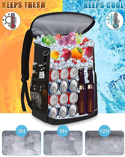 Cooler Backpack Insulated Leakproof Waterproof Backpack Cooler Bag 30/45 Cans, Large Capacity Lightweight Travel Camping Beach Backpack Cooler Ice Chest for Men and Women - color: black, size: 30 Cans