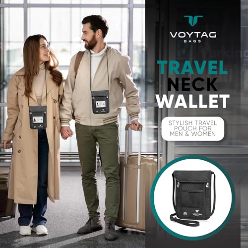 Ultra-Slim Comfort Neck Wallet & Passport Holder - RFID-Protected, Stylish Travel Pouch for Men & Women (Black) - color: Black (Neck Wallet)