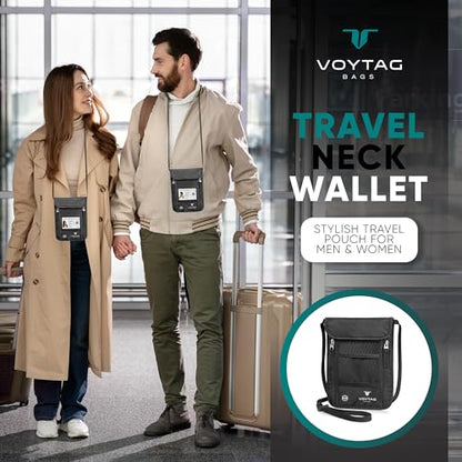 Ultra-Slim Comfort Neck Wallet & Passport Holder - RFID-Protected, Stylish Travel Pouch for Men & Women (Black) - color: Black (Neck Wallet)