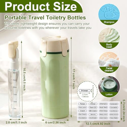 Domensi 4 in 1 Travel Dispenser with 4 Pack 30ml Travel Bottles and Label Refillable & Leak Proof Portable Toiletry Containers with Locks for Shampoo Lotion Conditioner Cream(Green) - color: Green
