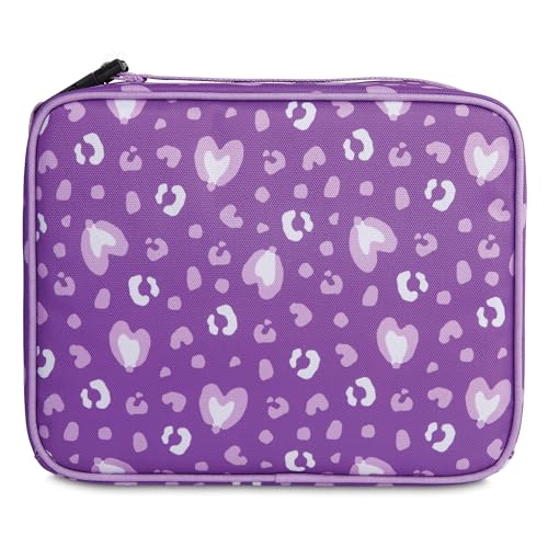 PackIt Freezable Classic Lunch Box, Leopard Hearts Purple, Built with EcoFreeze Technology, Collapsible, Reusable, Zip Closure With Front Pocket and Buckle Handle, Designed for Fresh Lunch On the Go - color: Leopard Hearts Purple