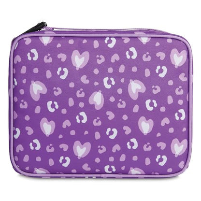 PackIt Freezable Classic Lunch Box, Leopard Hearts Purple, Built with EcoFreeze Technology, Collapsible, Reusable, Zip Closure With Front Pocket and Buckle Handle, Designed for Fresh Lunch On the Go - color: Leopard Hearts Purple