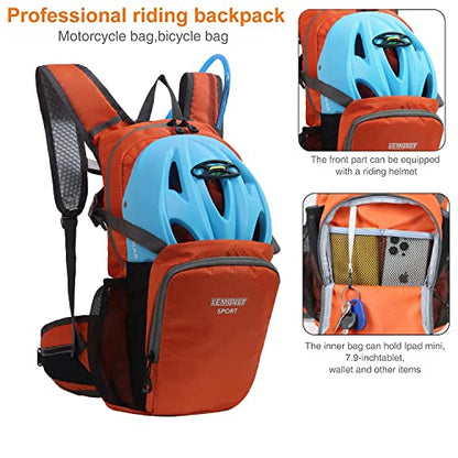 Hiking Daypack Waterproof Biking Backpack 15L Lightweight Durable Backpack for Ski Snowboarding Running MTB Cycling - color: Orange