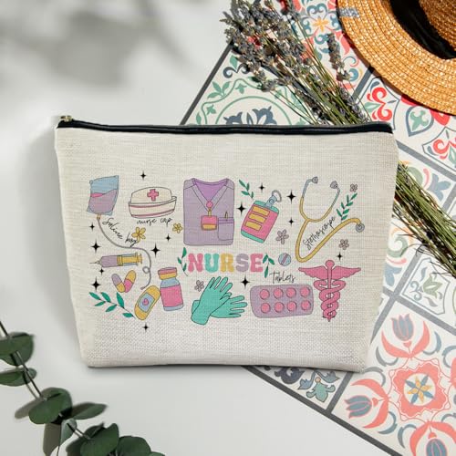 Nurse Makeup Bag for Purse, Nurse Appreciation Gifts Cosmetic Bag Travel Toiletry Bag for Women, Nursing Supplies for Nurses, Medical Nursing Zipper Makeup Pouch - color: Nurse