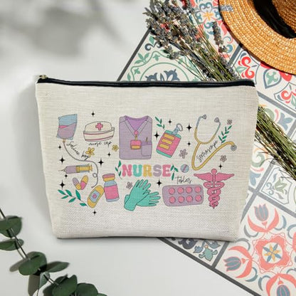 Nurse Makeup Bag for Purse, Nurse Appreciation Gifts Cosmetic Bag Travel Toiletry Bag for Women, Nursing Supplies for Nurses, Medical Nursing Zipper Makeup Pouch - color: Nurse