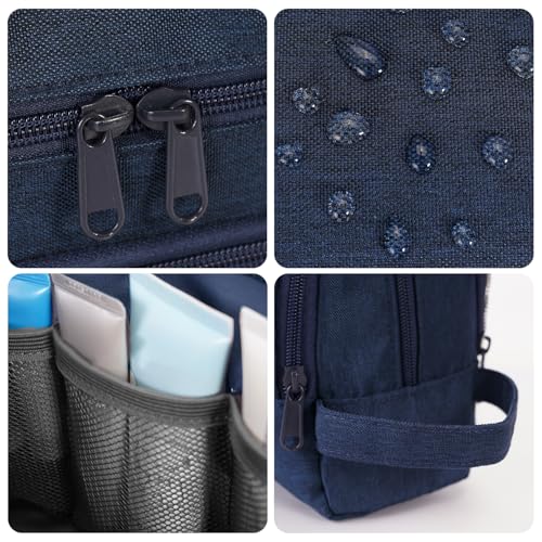Toiletry Bag for Men Hanging Dopp Kit Water Resistant Shaving Bag Small Toiletry Bag for Traveling (Denim Pure Navy Blue) - color: Denim Pure Navy Blue