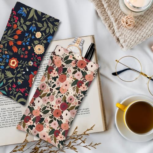 Eyeglass Cases 4 Pack,Boho Floral Pattern Sunglasses Case,PU Leather Soft Eye Glass Pouch for Women Men Student - color: Red