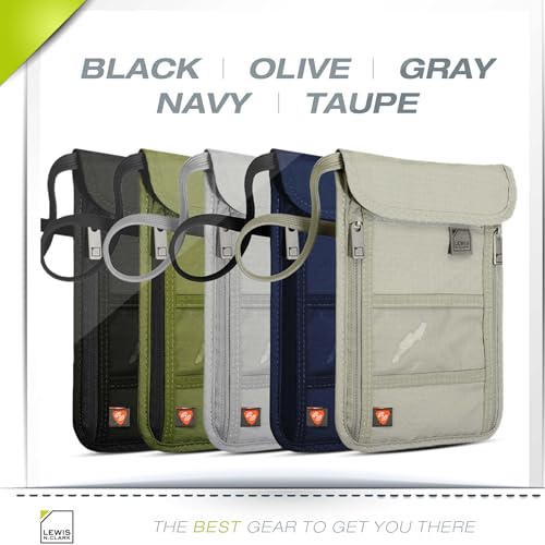 Lewis N. Clark RFID Blocking Stash Neck Wallet, Travel Pouch + Passport Holder for Women & Men, Black - color: Black
