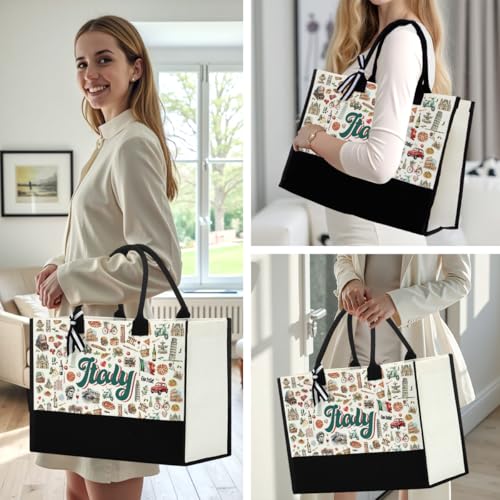Seattle Italy Chicago New York Las Vegas Paris Gifts for Women Canvas Tote Bag Mother's Day Gifts for Women - color: Italy