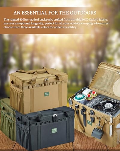 UPWOIGH Tactical Camping Storage Bag 40L – Heavy Duty Duffel with Waterproof Bottom, Collapsible Organizer with 2 Adjustable Dividers, 600D Oxford Fabric, Green Overlanding Gear - color: Green