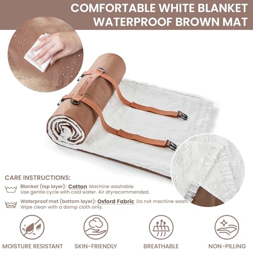Tiny Land Picnic Blankets, 2 in1 Double Layer Waterproof Mat + Blanket, Foldable Beach Mat,Outdoor Blanket, Portable Camping Blanket, Extra Large Beach Mat, for Camping Park Beach Grass