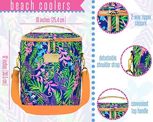 Lilly Pulitzer Insulated Soft Beach Cooler with Adjustable/Removable Strap and Double Zipper Close - color: How You Like Me Prowl