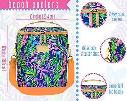 Lilly Pulitzer Insulated Soft Beach Cooler with Adjustable/Removable Strap and Double Zipper Close - color: How You Like Me Prowl