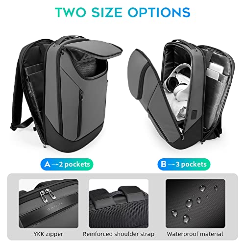 BANGE Business Smart Backpack Waterproof fit 15.6 Inch Laptop Backpack with USB Charging Port,Travel Durable Backpack - color: Grey
