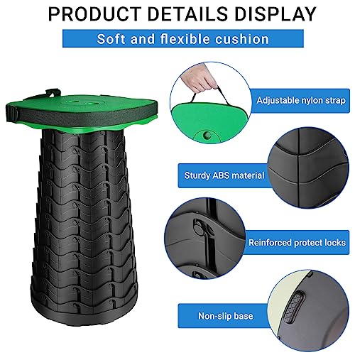 Upgraded Folding Stool - 485lbs Load Capacity,Telescopic Stool,Portable Collapsible Seat for Camping,Fishing,Hiking,Travel - color: Green