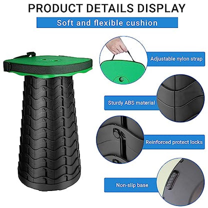 Upgraded Folding Stool - 485lbs Load Capacity,Telescopic Stool,Portable Collapsible Seat for Camping,Fishing,Hiking,Travel - color: Green