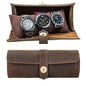 Acidea Genuine Leather Watch Roll Case - Travel Case for 3 Watches, Men's Accessories