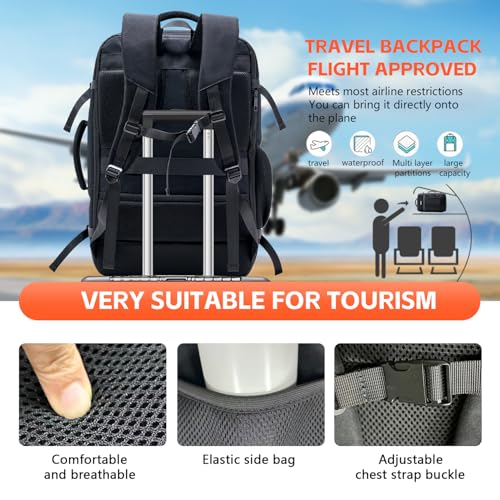 Travel Laptop Backpack, 50-60L Large Expandable Suitcase-Style Backpack for Business & Daily Travel, Carry-On Friendly with Side Water Bottle Pockets, Fits 18-Inch Laptops