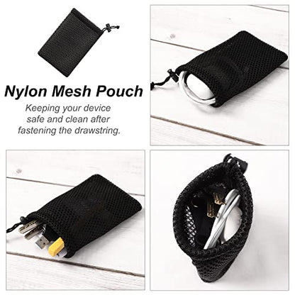 uxcell Nylon Mesh Drawstring Bag, 5 x 3.5 Inch Small Storage Pouch String Bags for Mini Stuff MP3 Charger Earphone Key, 3pcs Travel Kit Organizer for Lipstick Cosmetic Jewelry, Black