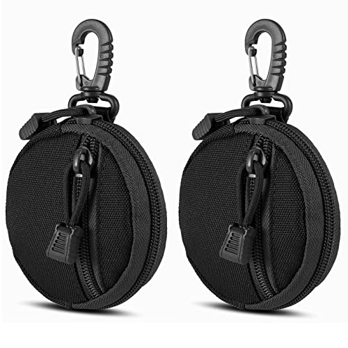FRTKK 2 Pack Tactical Compact EDC Pouches Military Molle Utility Pouch Accessories Organizer Pouch Coin Purse Keychain Pocket Credit Card Holder Waist Pack - color: Black
