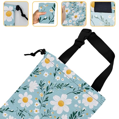 Blooming Flowers Car Trash Bag, Hanging Drawstring Car Garbage Bag,Canvas Car Back Seat Organizer with Adjustable Buckle for Men and Women - color: Blooming Flowers