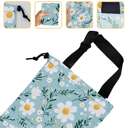 Blooming Flowers Car Trash Bag, Hanging Drawstring Car Garbage Bag,Canvas Car Back Seat Organizer with Adjustable Buckle for Men and Women - color: Blooming Flowers