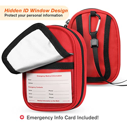 SITHON Insulated Medicine Carrying Case Bag - Small Travel Medication Organizer Emergency Medical Pouch Holds Auvi Q, Nasal Spray, Allergy Meds, Asthma Inhaler Case, Red - color: Red