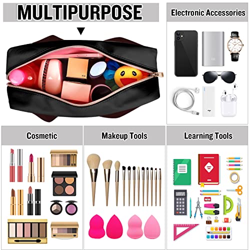 Chenille Letter Clear Makeup Bags Stuff Tote, Preppy Patch Makeup Bag Zipper with Handle, Waterproof PVC & Nylon Portable Glitter Large Cosmetic Travel Toiletry Storage for Women Girls(STUFF-Black) - color: STUFF-Black