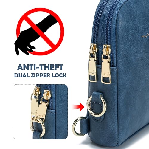 Haytijoe Small Anti Theft Crossbody Bag for Women Faux Leather Lightweight Sling Bags RFID Blocking Fanny Pack for Travel - color: Blue Navy