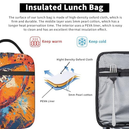 Insulated Lunch Box for Kids Boys Girls, Reusable Lunch Bag for School, Office, Work, Picnic, Travel, Abstract Football Lunch Box - color: lunch box 127