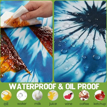 Fitted Picnic Table Cover with Bench Covers Vinyl Waterproof Elastic Edges Fitted Rectangle Table Cloth Patio Tablecloth Camping Gear Essentials Rv Accessories Road Trip Supplies Car Travel Must Have - color: Blue Purple Tie-dye, size: 96in