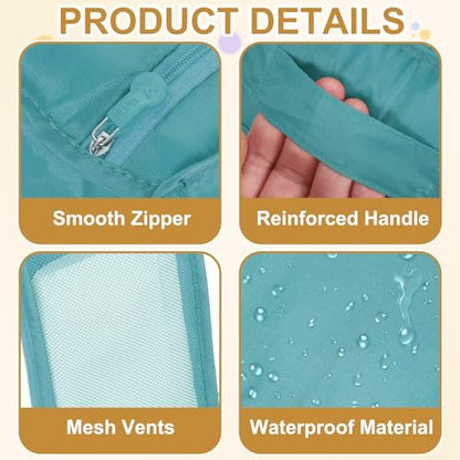 Foldable Travel Shoe Bag, Waterproof Shoe Pouches Organizer with Handle Travel Packing Cubes -Fitting for Storing (Sneakers/Sandals/Fitness Shoes) 2 Pcs & Light Blue - color: Light Blue