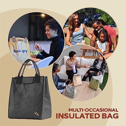 VonNova Women’s Insulated Lunch Bag with Premium 4mm Cooler Insulation, Cute Large 7L Lunch Tote for Office, Durable Small Lunch Box for Women, Stylish Lunchbox for Adults, Teens, Nurses, Teachers - color: Black