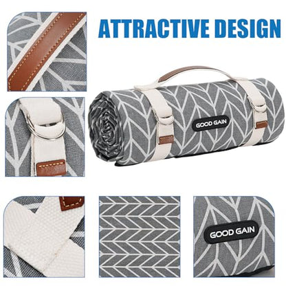 Picnic Blankets Outdoor Extra Large - Waterproof Picnic Blanket with Carry Strap | Machine Washable Picnic Mat with Sandproof Backing for Park , Grass, Camping, Hiking, Concerts (Graphite Grey) - color: Graphite