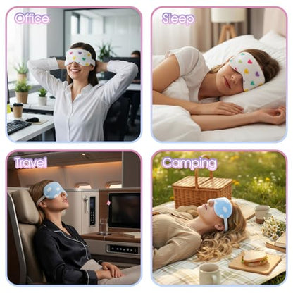 2PCS Plush Sleeping Eye Mask, Soft Plush Eye Mask, Fuffy Eye Cover Comfortable Sleep Mask Blindfold Rainbow Faux Fur Eye Shade for Women, Men and Kids Travel Nap Sleeping - color: Love