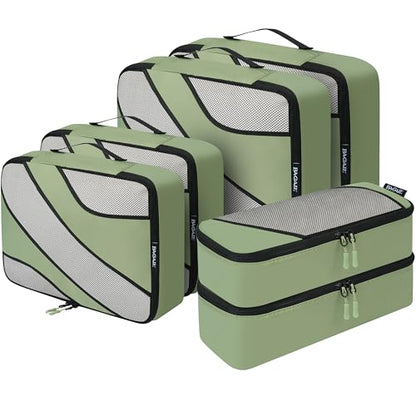 BAGAIL 6 Set Packing Cubes,Travel Luggage Packing Organizers - color: The Matcha Green, style: 6 Set