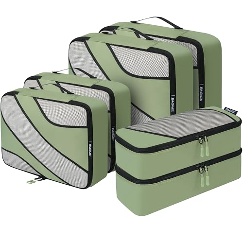 BAGAIL 6 Set Packing Cubes,Travel Luggage Packing Organizers - color: The Matcha Green, style: 6 Set