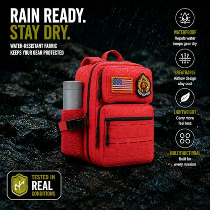 9L Mini Tactical Backpack for Men Women,Small Military Tactical Backpack for Sport,Gym,Hiking,Travel,Camping(Red) - color: Red