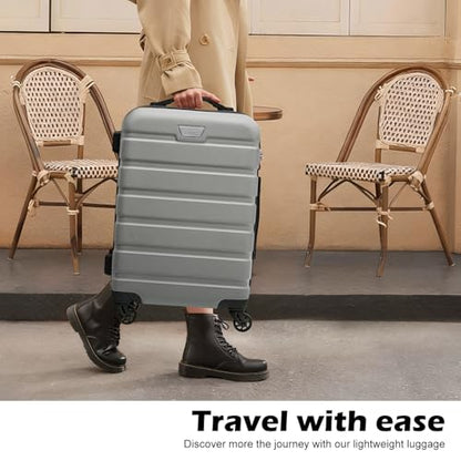 Coolife Luggage 3 Piece Set, Lightweight Durable Hardshell Suitcase set with 360° Spinner Wheels, TSA-approved Lock, Checked Family Travel Luggage sets, 20/24/28 Inch, Silver - color: Sliver, size: 20in24in28in