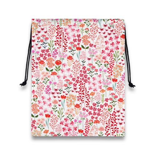 Gymnastics Grip Bag Pink Floral Plant Small Portable Drawstring Storage Pouch Bag - color: Flowers Pink, size: 12"(H)*9.25"(W)