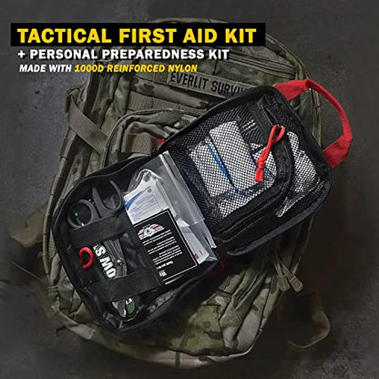 Everlit 180 Pieces Tactical First Aid Kit IFAK Molle EMT Pouch Outdoor Camping Emergency Kits for for Camping Boat Hunting Hiking Home Car Earthquake and Adventures Black - color: Black