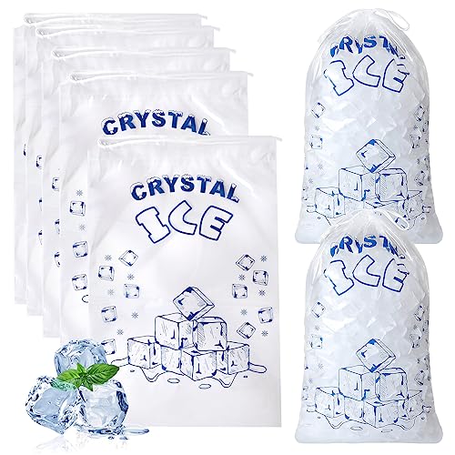 Ice Bags 10 lb with Drawstring, 50 Count Ice Bags for Ice Machine, Heavy-Duty Reusable Ice Cube Bag, Portable Storage and Freezer Keeper - size: 10LB